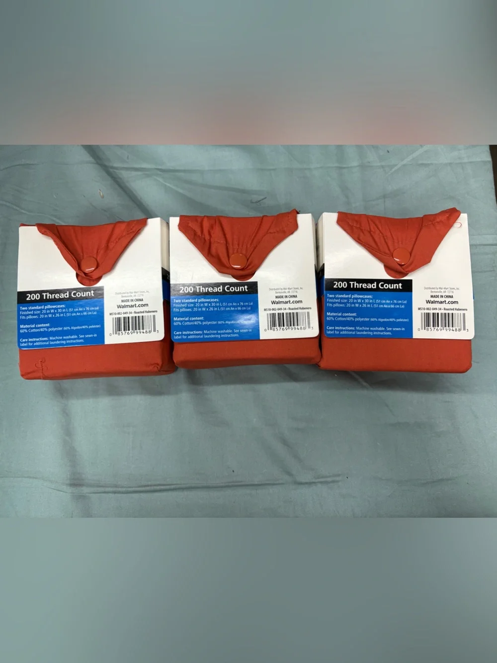 Mainstays Solid Rust Red Pillowcase 2-Pack (Set of 3)
